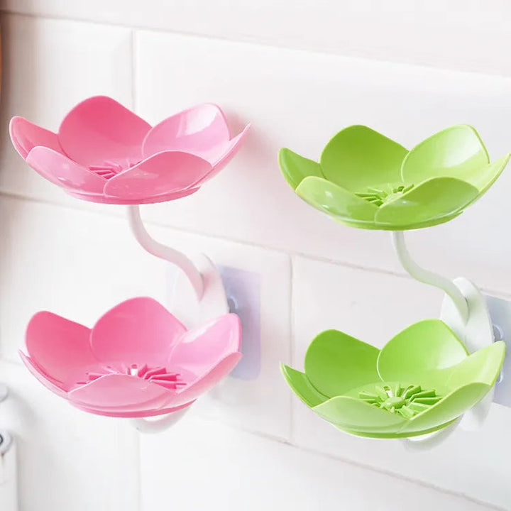 Flower Shaped Soap Tray – Wall-Mounted Double Layer Box