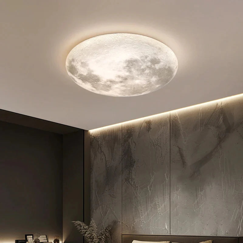 Modern LED Moon Ceiling Light – Dimmable Warm & Cool