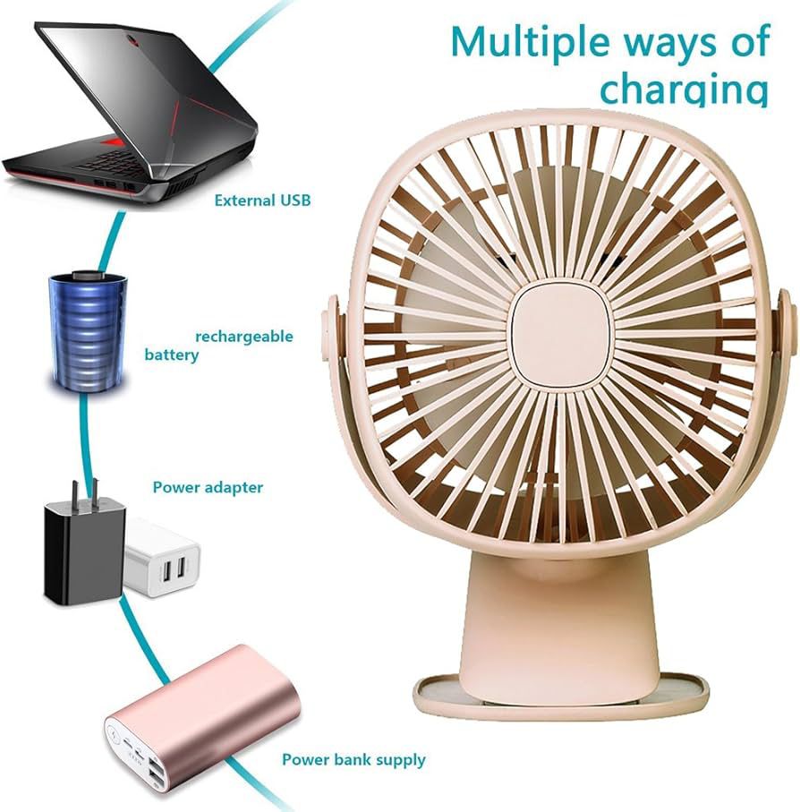 LED Light Table Fan – Mini Clip & Desk Fan, 360° Rotation, 3 Speeds