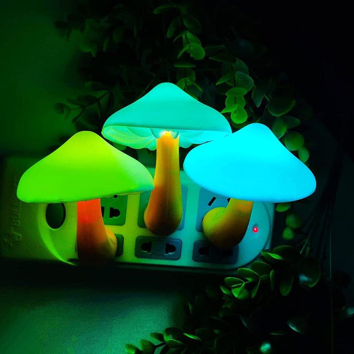 LED Night Bulb – Mushroom Wall Lamp with Light Sensor, Warm White
