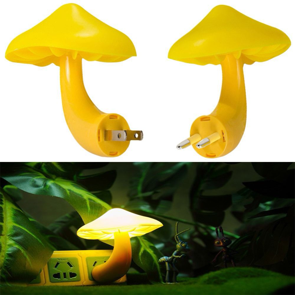 LED Night Bulb – Mushroom Wall Lamp with Light Sensor, Warm White