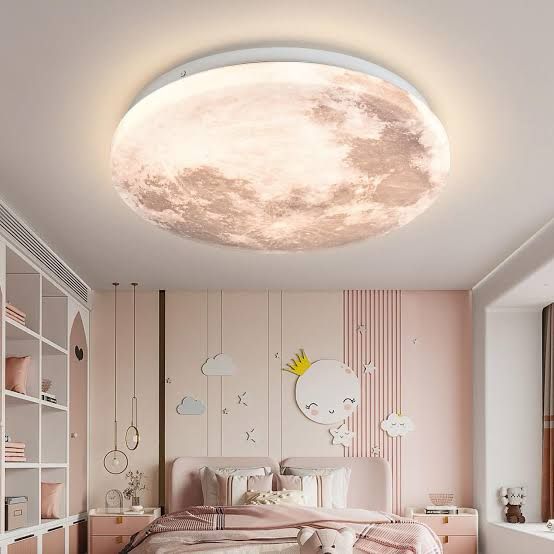 Modern LED Moon Ceiling Light – Dimmable Warm & Cool