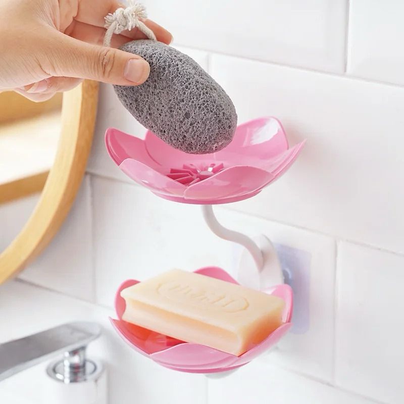 Flower Shaped Soap Tray – Wall-Mounted Double Layer Box